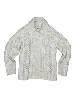 Brooks Brothers Vintage 60s Cream Irish Fisherman Chunky Wool Sweater Small